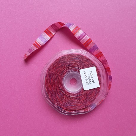 Organza ribbon, 14 mm, pink, 27.6 m