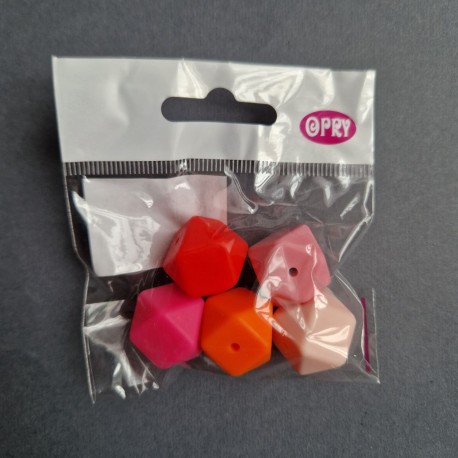 Opry Silicone beads hexagon 17mm, 5pcs, AST2