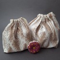 Set of small Ozevi project bags with knitting print + pincushion