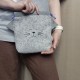 Handmade cotton boucle fabric Cat Bag S Gray