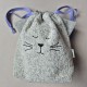 Handmade cotton boucle fabric Cat Bag S Gray