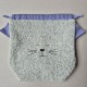 Handmade cotton boucle fabric Cat Bag M Lavender