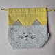 Handmade cotton boucle fabric Cat Bag M Mustard
