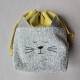 Handmade cotton boucle fabric Cat Bag M Mustard