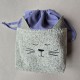 Handmade cotton boucle fabric Cat Bag M Violet