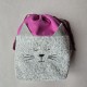 Handmade fabric Cat Bag M + Cat Case Raspberry
