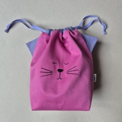 Handmade cotton fabric Cat Bag M Fuchsia