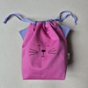 Handmade cotton fabric Cat Bag M Fuchsia