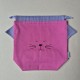 Handmade cotton fabric Cat Bag M Fuchsia