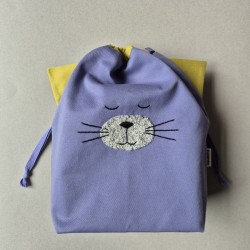 Fabric Bag Whiskers Cat Violet