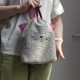 Boucle fabric Bag Fluffy Cat Fuchsia