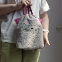 Boucle fabric Purr-Bag Fluffy Cat Fuchsia