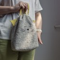 Boucle fabric Purr-Bag Fluffy Cat Mustard